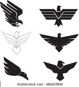 Eagle silhouettes showing flying