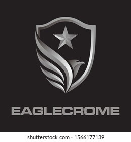 eagle silver crome logo icon vector