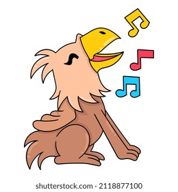Der Adler singt wunderschön, Vektorgrafik. Doodle-Icon-Bild kawaii.