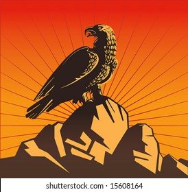 Eagle sits on a grief