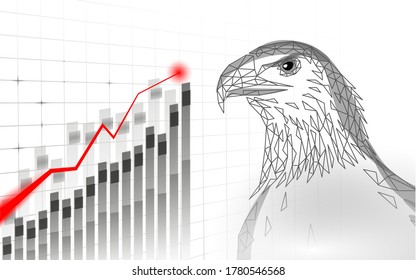 Eagle sitting bird profile. American national symbol. Low poly blue polygonal economic growing graphic trend politics concept vector illustration