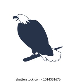 Eagle sitting on the branch icon vector illustration isolated on white