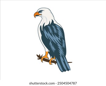 An eagle sitting on a branch vector Illustration. Colorful Eagle