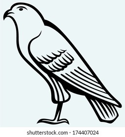 Eagle sketch isolated on blue background