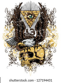 Eagle and skull /  Also available in separate layer the original vector without scratch