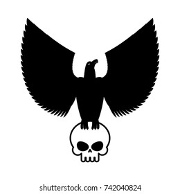 Eagle and skull template for emblem. Hawk logo. Vector illustration