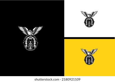 eagle and skull vector black and white