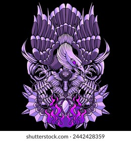 the eagle with skull vector illustration