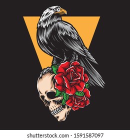 eagle with skull vector logo
