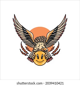 eagle smiley tattoo vector design