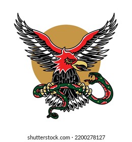 Eagle and snake graphic illustration vector art t-shirt design