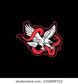 Logo del Icono de Ilustración de Águila y Serpiente Diseño Tatuaje