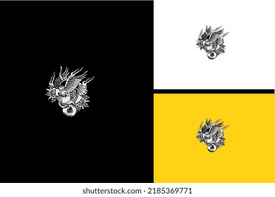 Adler und Schlange, Vektorgrafik schwarz-weiß