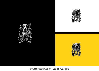 eagle and snake vector black and white