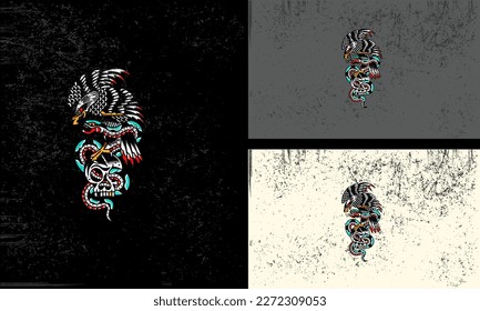 eagle and snake vector illustration artwork flat design