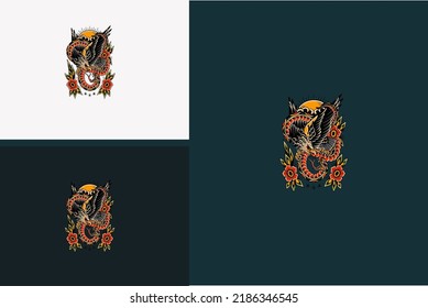 eagle and snake vector illustration design