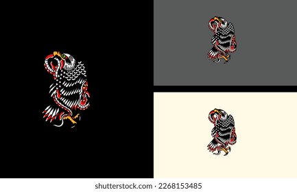 eagle and snake vector illustration logo flat design