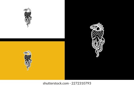 eagle and snake vector outline design