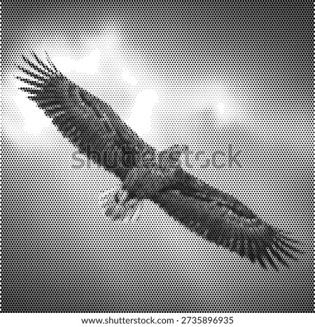 eagle soaring flying halftone vector bird nature wildlife predator sky wings raptor freedom majesty pop art