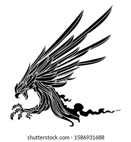 Eagle soaring rising Wings Logo design vector template. Luxury corporate heraldic flying Falcon Phoenix Hawk bird Logotype concept icon.