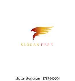 Eagle soaring rising Wings Logo design vector template. Luxury corporate heraldic flying Falcon Phoenix Hawk bird Logotype concept icon.