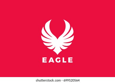 Eagle soaring rising Wings Logo design vector template.
Luxury corporate heraldic flying Falcon Phoenix Hawk bird Logotype concept icon.