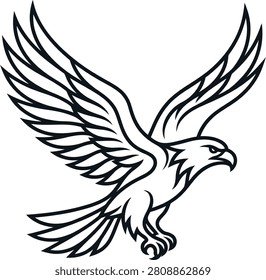 Eagle soaring with spread wings vector illustration predator wildlife majestic strength