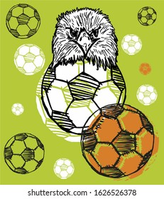 eagle and soccer ball background vector art