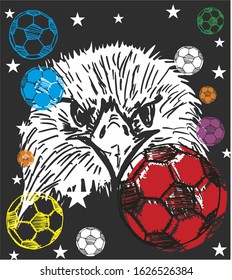 eagle and soccer ball background vector art