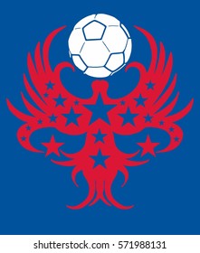 Eagle and soccer ball graphic design vector art