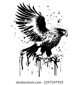 Eagle Splatter Silhouette Illustration Art Design
