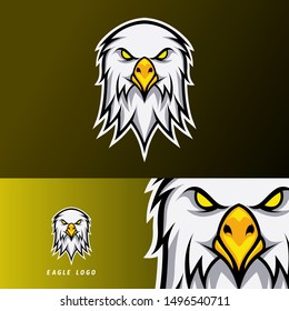 Eagle sport esport logo design template with white fur and orange beak for personal, team, company