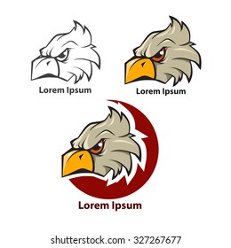 eagle sport label, sport team concept, simple color illustration, sport mascot, american symbol