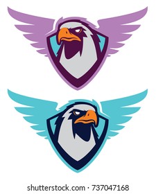 Eagle sport logotype for college team. Isolated on white background 