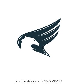 Eagle spread its wing and looking around. Eagle vector icon.