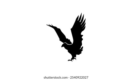 eagle with spread wings, black isolated silhouette