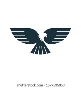 Eagle spread its wings and looking around. Eagle vector icon.