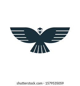 Eagle spread its wings and rising into sky. Eagle vector icon.