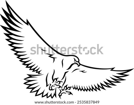 Eagle Spreading Its Wings Outline Design