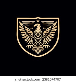 eagle with spreading wings shield shape logo