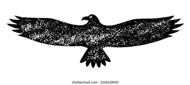 
Eagle stamp. Grunge silhouette with spread wings.