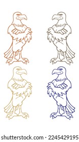 Eagle Standing With Crossed Arms Vector illustration. Eagle Cartoon Character
