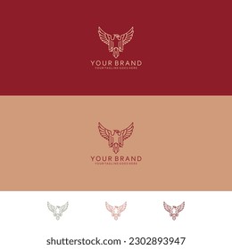 Eagle stands large wings stretched above with luxurious geometric lines Combine modern visuals with elegant minimalism 