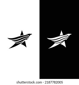 eagle and star black and white. patriotism and nationalism symbol.