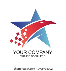 Eagle and Star Digital Technology Logo Vector