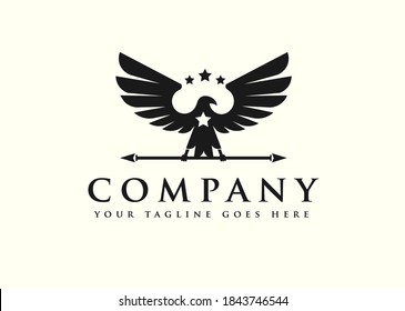 an eagle with a star gripping an arrow vector illustration