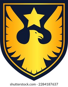 Adler- und Sternlogo mit goldenem Schild
