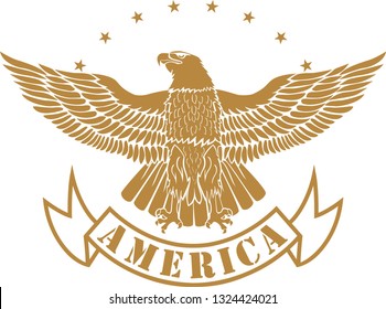  Eagle with stars and banner with text America