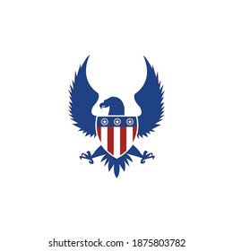 Eagle Stars Wings And the shield resembling the American flag logo design Inspiration