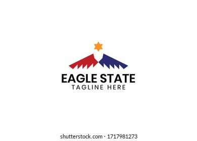 concepto de logotipo de estado de águila con estilos sencillos, únicos y modernos para pines y placa sobre fondo blanco